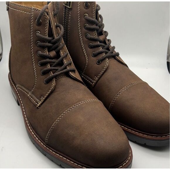 Dockers Mens Rawls Rugged Lace-up Synthetic Leather Lugged Sole Cap Toe Boot M11